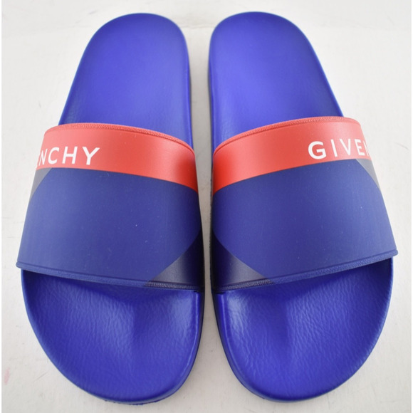 Givenchy Paris Blue Red White Logo Rubber Pool Slide Sandal Flip Flop Flat 44 11 main image 11